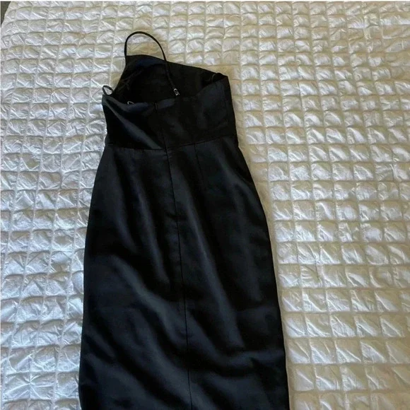 Lovers + Friends Lazo one shoulder strap black midi dress